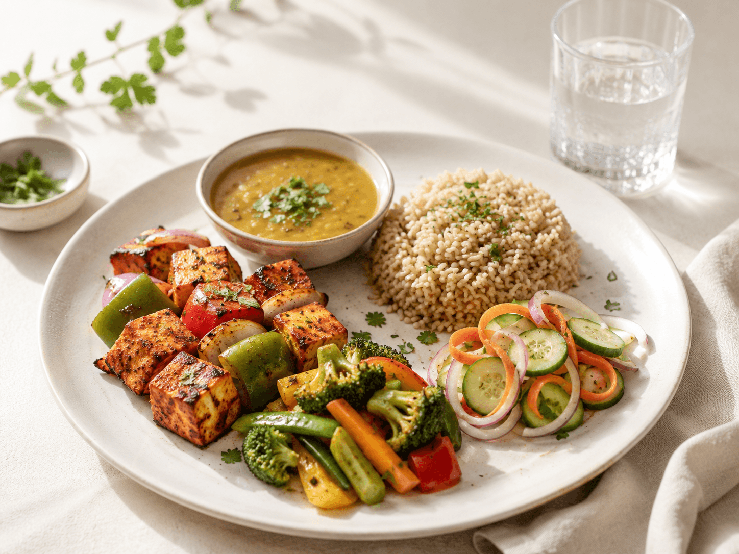 Healthy plate of Indian food