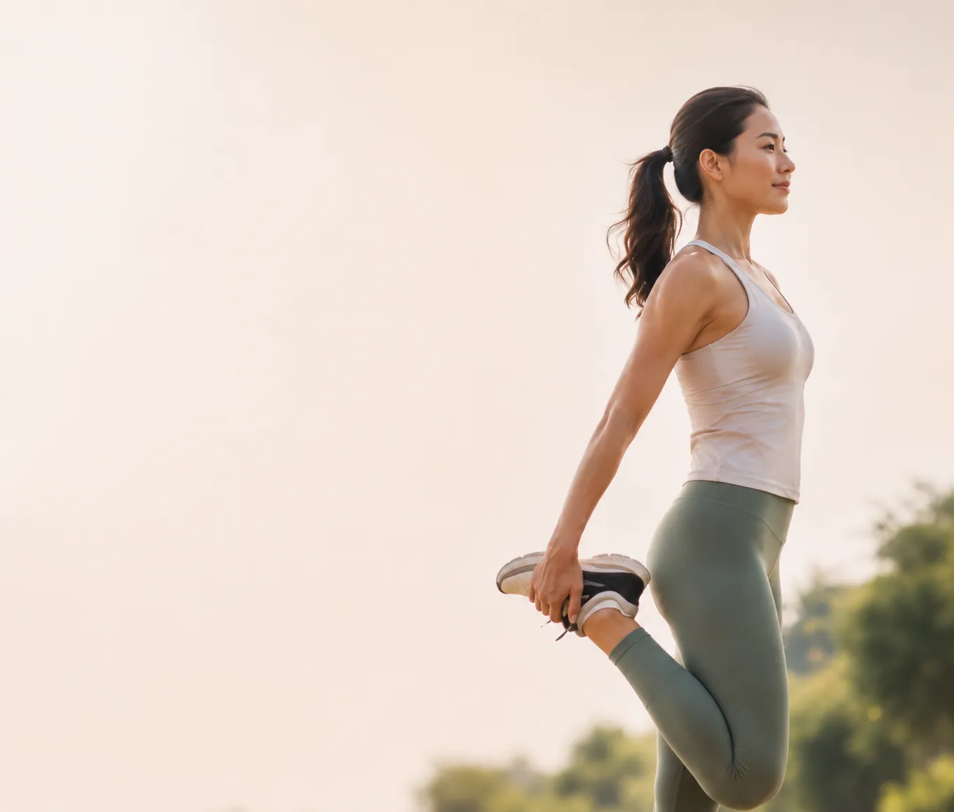 Woman stretching as part of a personalised diabetes lifestyle support routine